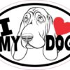 Basset Hound Oval I Love My Dog Sticker