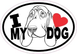 Basset Hound Oval I Love My Dog Sticker
