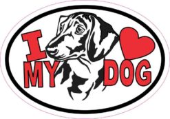 Dachshund Oval I Love My Dog Sticker