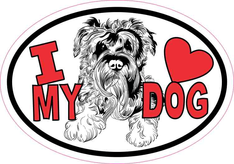 Schnauzer Oval I Love My Dog Sticker