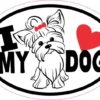 Yorkie Oval I Love My Dog Sticker