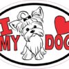 Red Yorkie Oval I Love My Dog Sticker