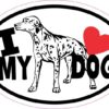 Dalmatian Oval I Love My Dog Sticker