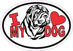 Shar Pei Oval I Love My Dog Sticker