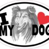 Collie Oval I Love My Dog Sticker