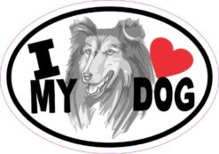 Collie Oval I Love My Dog Sticker