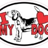 Beagle Oval I Love My Dog Sticker