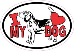 Beagle Oval I Love My Dog Sticker