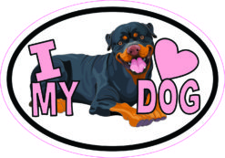 Rottweiler Oval I Love My Dog Sticker
