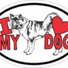 Akita Oval I Love My Dog Sticker