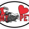 Skunk Oval I Love My Pet Sticker