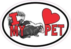 Skunk Oval I Love My Pet Sticker