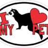 Ferret Oval I Love My Pet Sticker