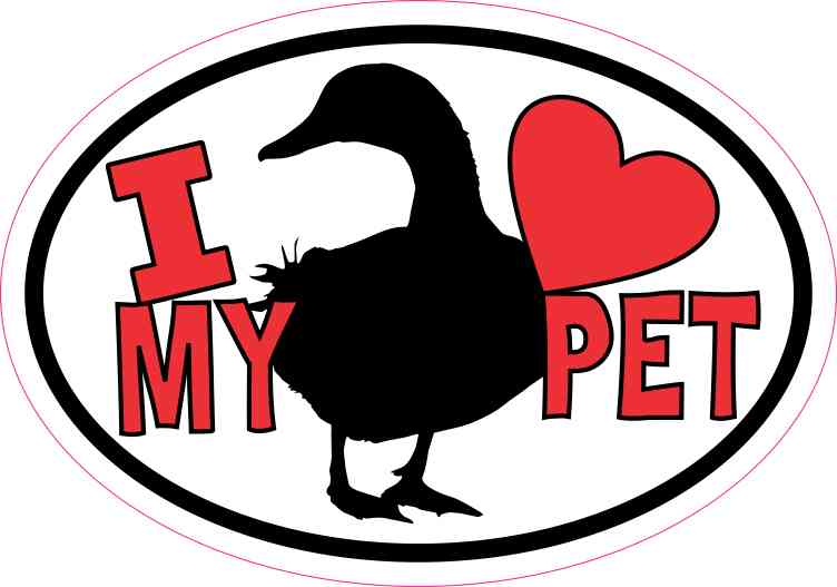 Duck Oval I Love My Pet Sticker