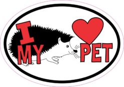 Hedgehog Oval I Love My Pet Sticker