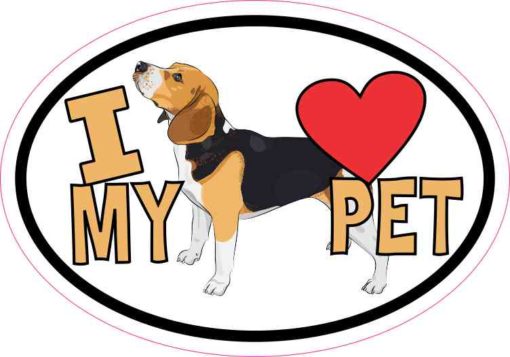 Beagle Oval I Love My Pet Sticker