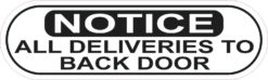 Notice All Deliveries to Back Door Sticker
