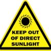 Keep Out of Direct Sunlight Sticker