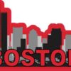 Red Boston Skyline Sticker