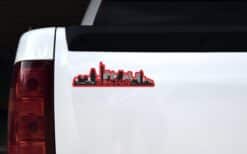 10in x 3in Red Boston Skyline Sticker