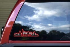 10in x 3in Red Boston Skyline Sticker