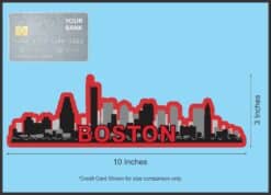 10in x 3in Red Boston Skyline Sticker
