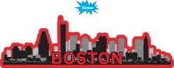 10in x 3in Red Boston Skyline Sticker