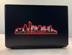 10in x 3in Red Boston Skyline Sticker