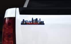 10in x 3in Red and Blue Chicago Skyline Sticker