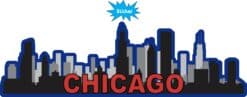 10in x 3in Red and Blue Chicago Skyline Sticker