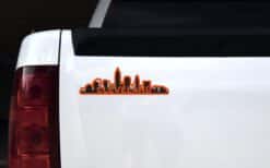 StickerTalk Red Orange Cleveland Skyline Vinyl Sticker, 10 inches x 3 inches