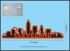 StickerTalk Red Orange Cleveland Skyline Vinyl Sticker, 10 inches x 3 inches