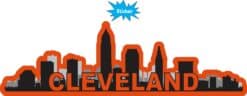 StickerTalk Red Orange Cleveland Skyline Vinyl Sticker, 10 inches x 3 inches