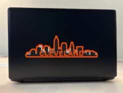 StickerTalk Red Orange Cleveland Skyline Vinyl Sticker, 10 inches x 3 inches