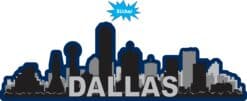 10in x 3.25in Blue Dallas Skyline Sticker