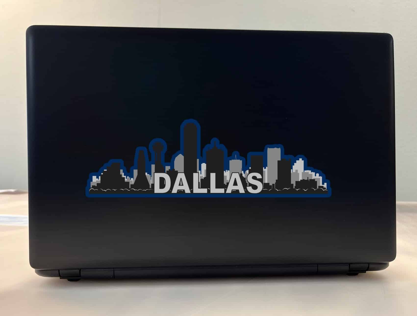 10in x 3.25in Blue Dallas Skyline Sticker