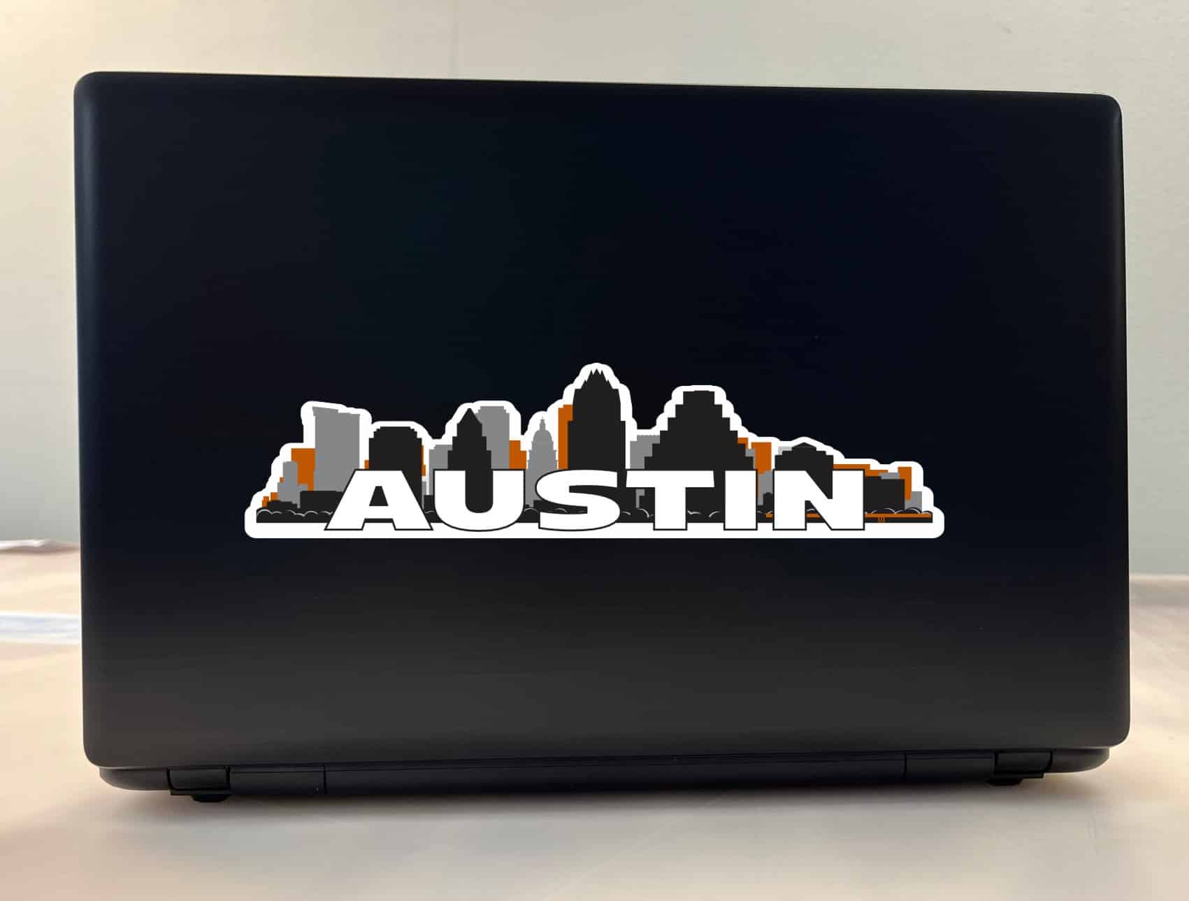 10in x 2.5in Orange Austin Skyline Sticker - Image 3