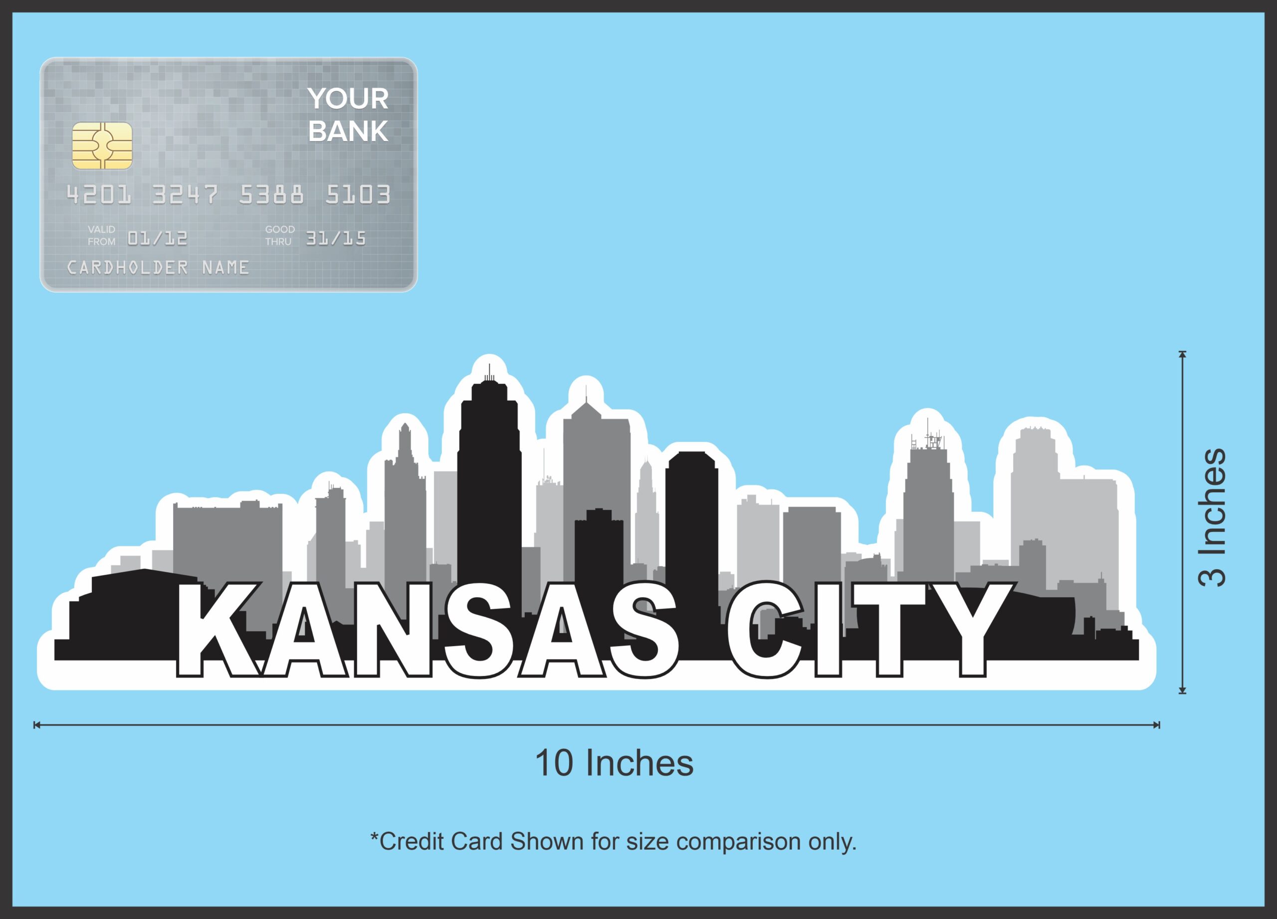 10in x 3in Kansas City Skyline Sticker