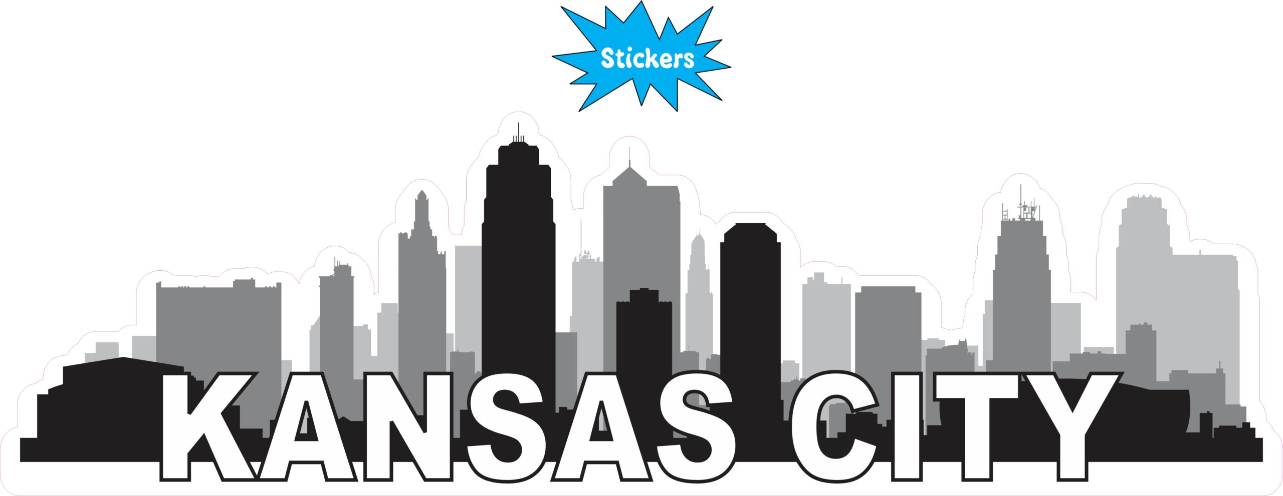 10in x 3in Kansas City Skyline Sticker