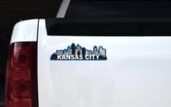 10in x 3in Blue Kansas City Skyline Sticker
