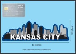 10in x 3in Blue Kansas City Skyline Sticker