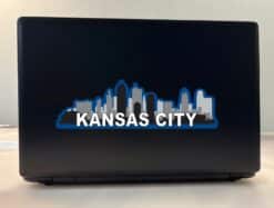10in x 3in Blue Kansas City Skyline Sticker
