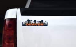 10in x 2.5in Blue and Orange Denver Skyline Sticker