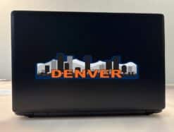 10in x 2.5in Blue and Orange Denver Skyline Sticker