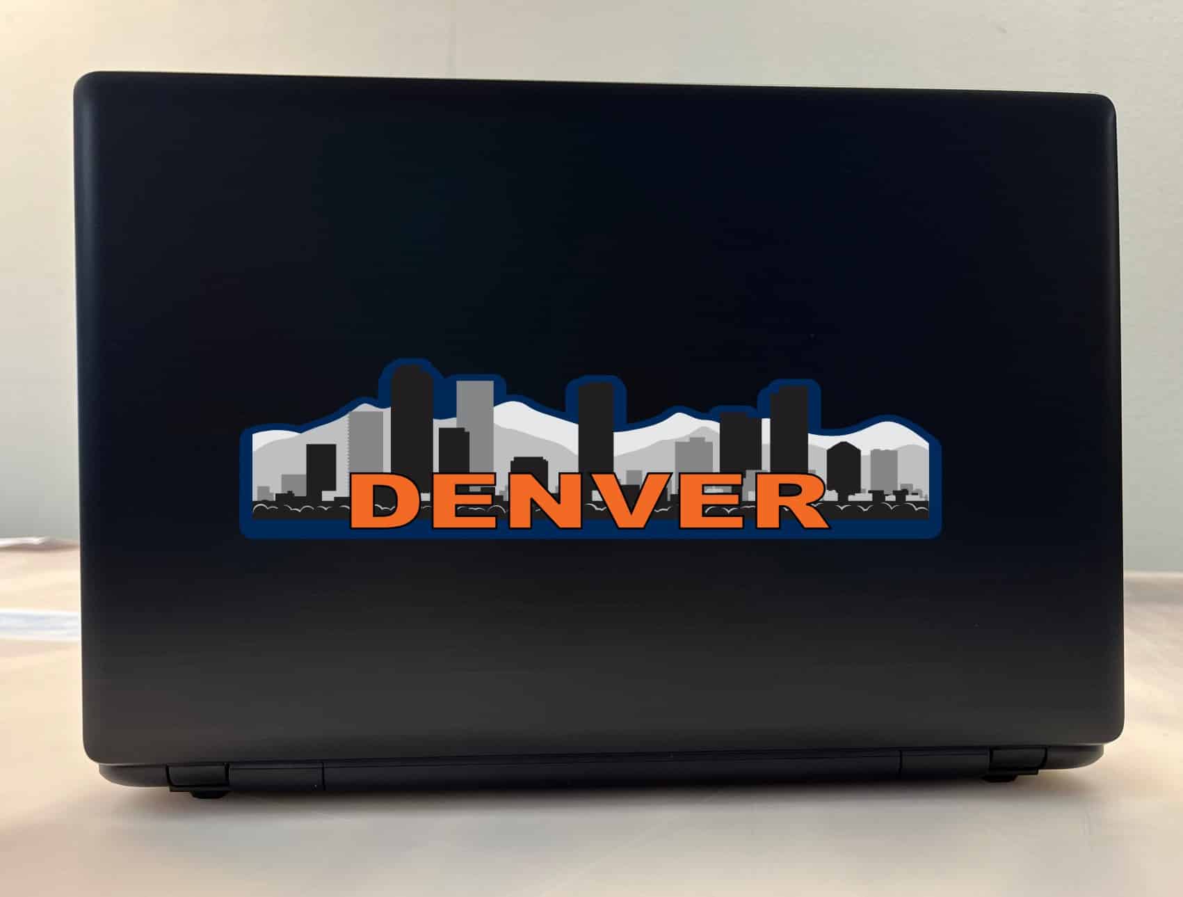 10in x 2.5in Blue and Orange Denver Skyline Sticker