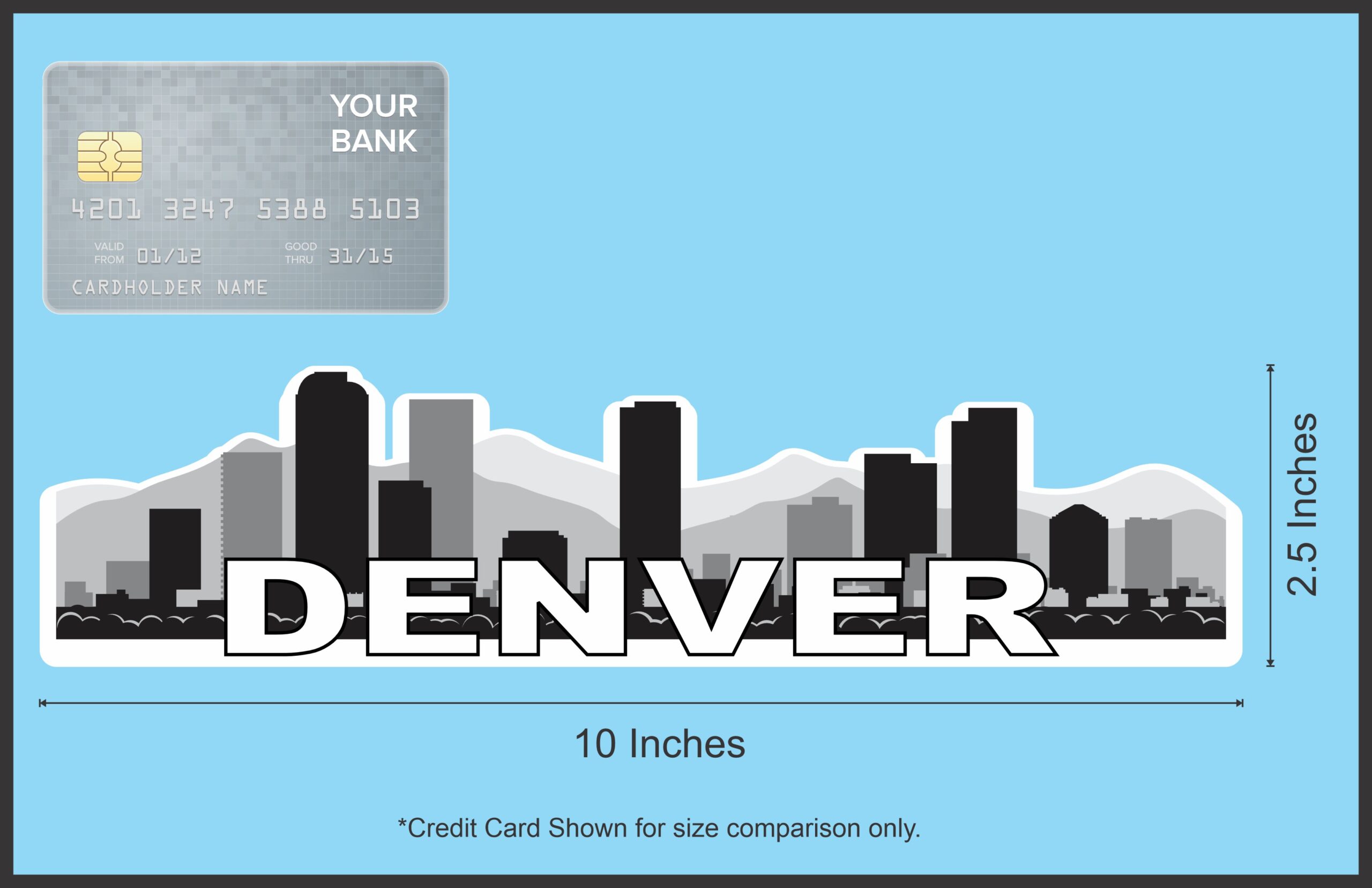 10in x 2.5in Denver Skyline Sticker