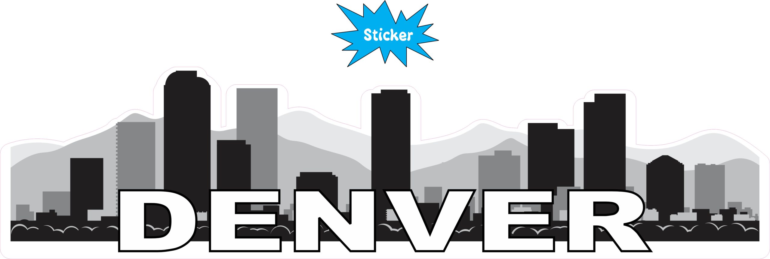 10in x 2.5in Denver Skyline Sticker