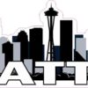 Blue Seattle Skyline Sticker