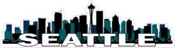 Blue and Green Seattle Skyline Sticker