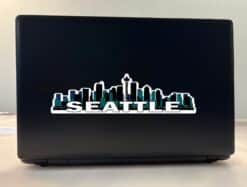 10in x 2.75in Blue and Green Seattle Skyline Sticker